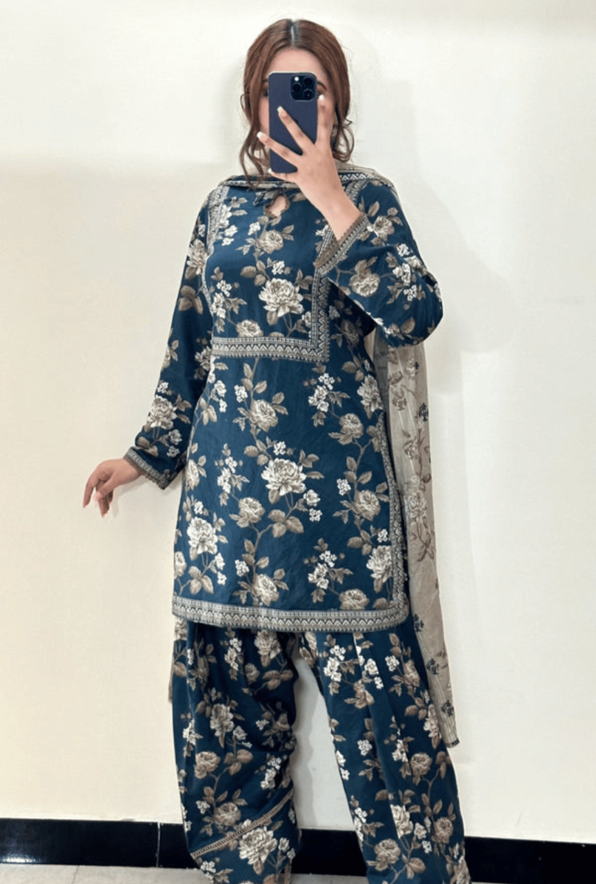 Digital Printed Slub Khaddar 3-Piece