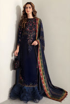 3 Piece Unstitched Heavy Embroidered Velvet Suit ( Full Embroidered Chiffon Dupatta )