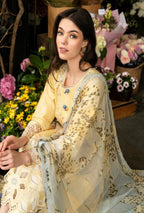 Unstitched 3 Piece Fully Embroidered Chickan Kari Lawn Suit With Printed Silk Dupatta