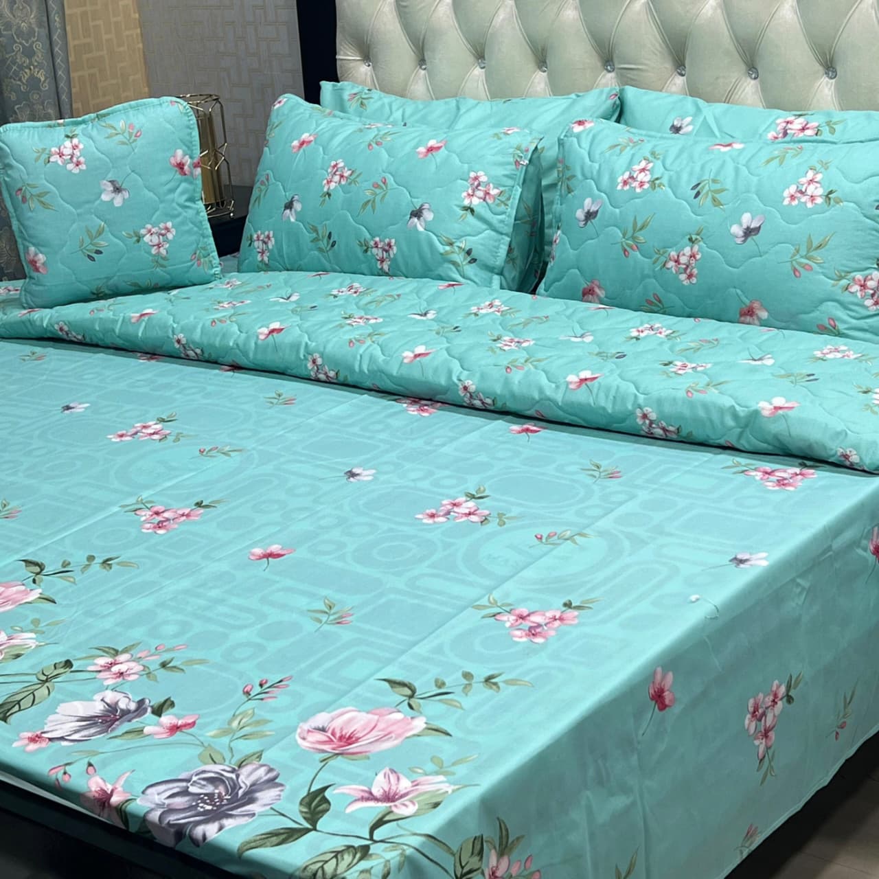 7-Piece Printed Comforter Set – King Size, Cotton Mix (Premium Quality)
