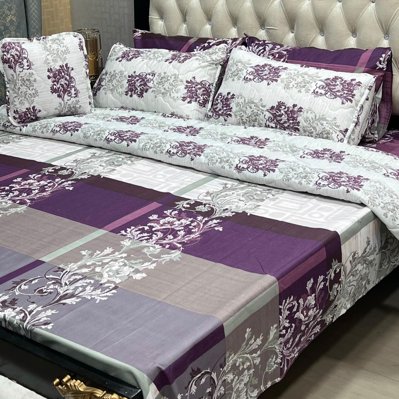 7-Piece Printed Comforter Set – King Size, Cotton Mix (Premium Quality)