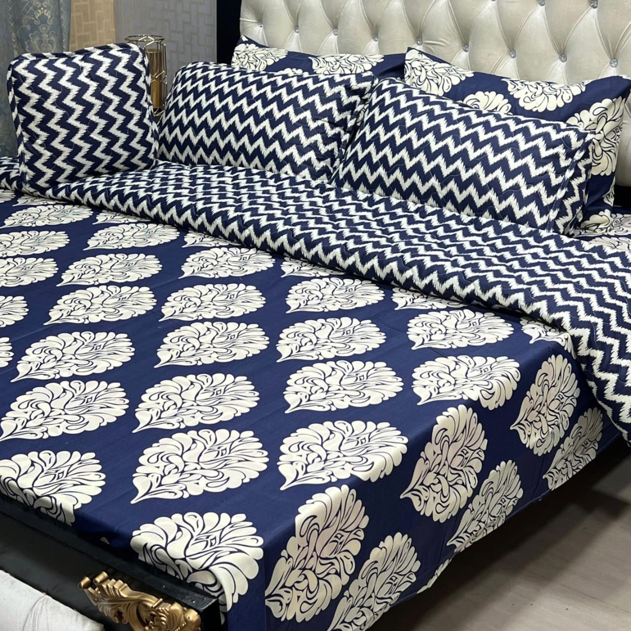 7-Piece Printed Comforter Set – King Size, Cotton Mix (Premium Quality)