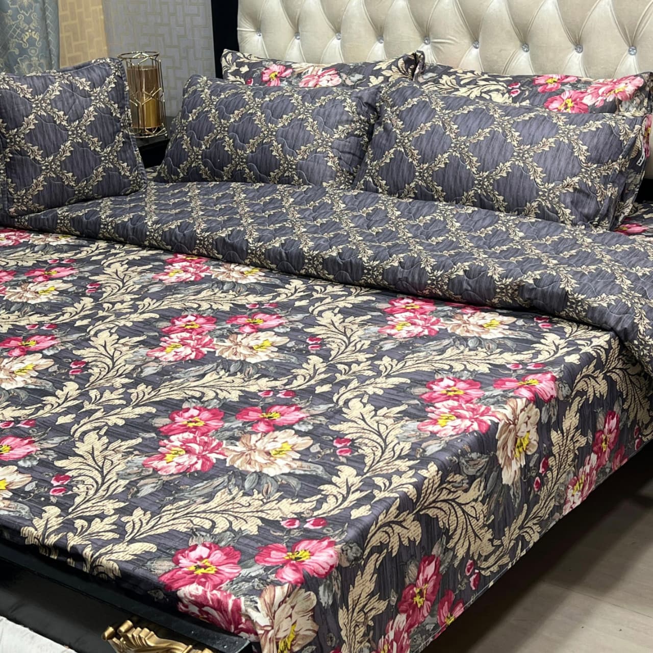 7-Piece Printed Comforter Set – King Size, Cotton Mix (Premium Quality)