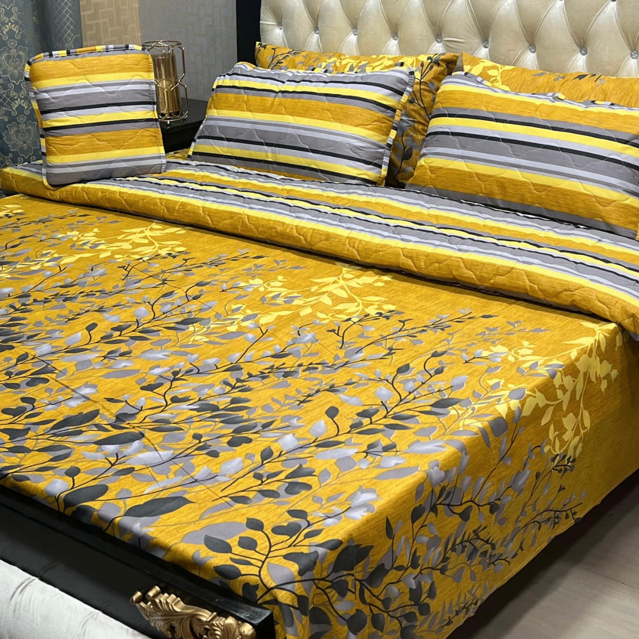 7-Piece Printed Comforter Set – King Size, Cotton Mix (Premium Quality)