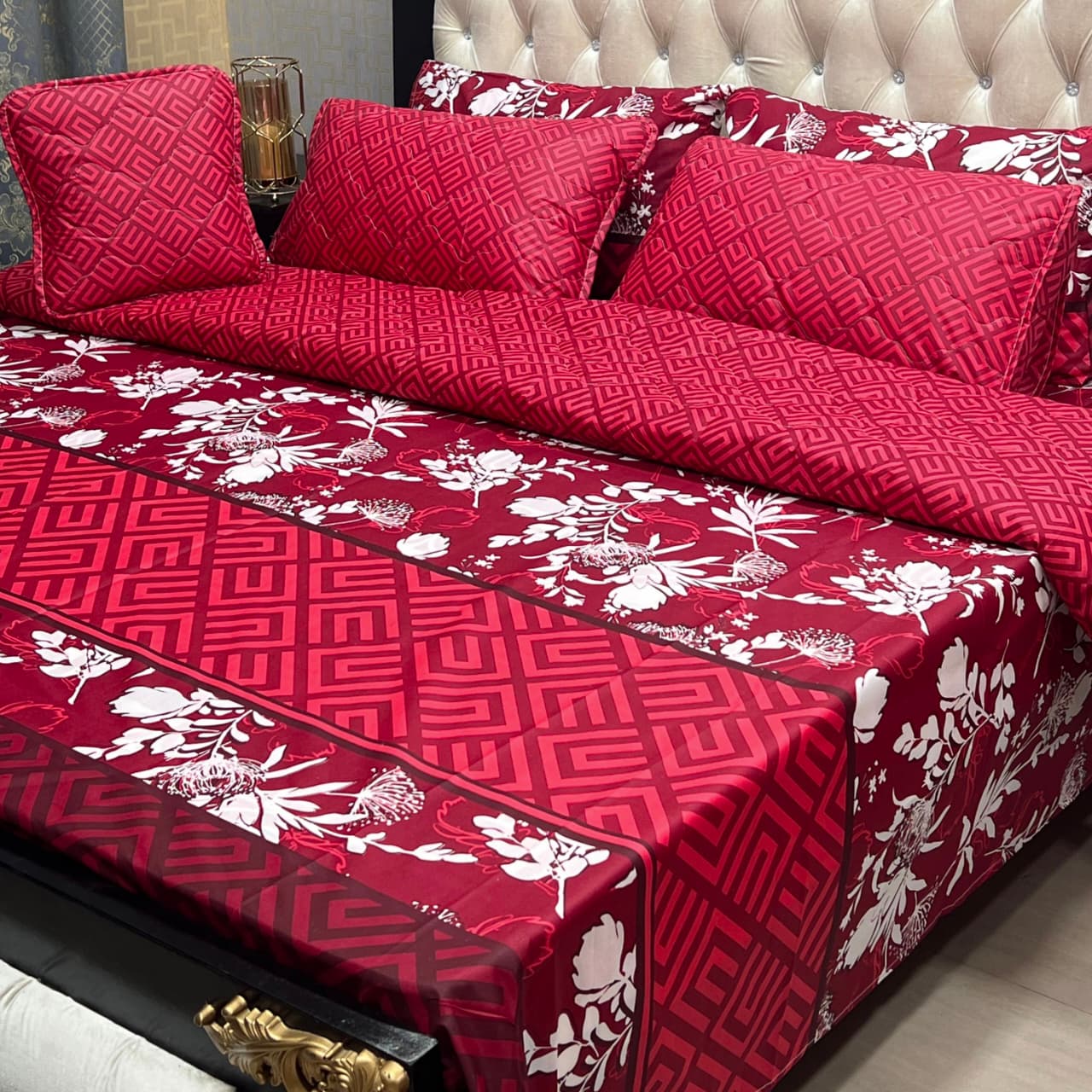 7-Piece Printed Comforter Set – King Size, Cotton Mix (Premium Quality)
