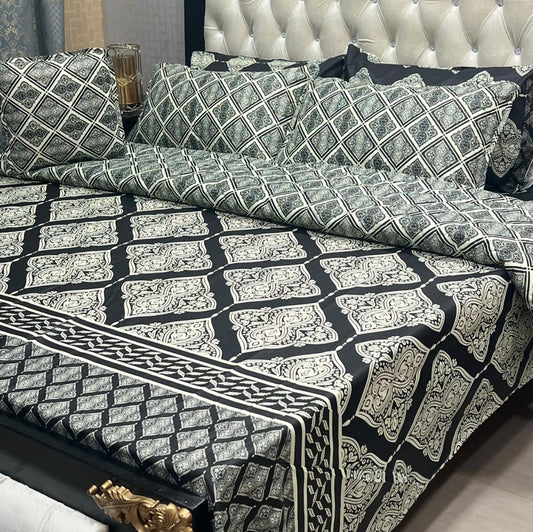 7-Piece Printed Comforter Set – King Size, Cotton Mix (Premium Quality)