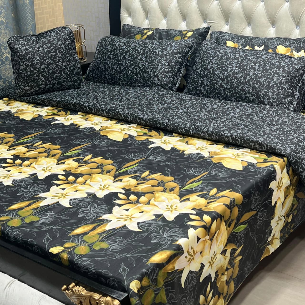 7-Piece Printed Comforter Set – King Size, Cotton Mix (Premium Quality)