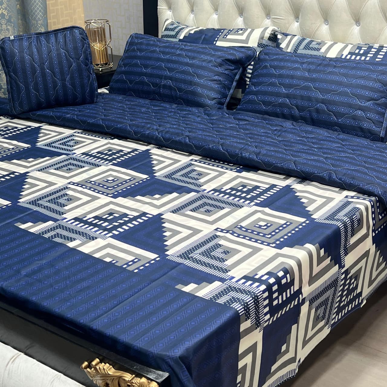 7-Piece Printed Comforter Set – King Size, Cotton Mix (Premium Quality)