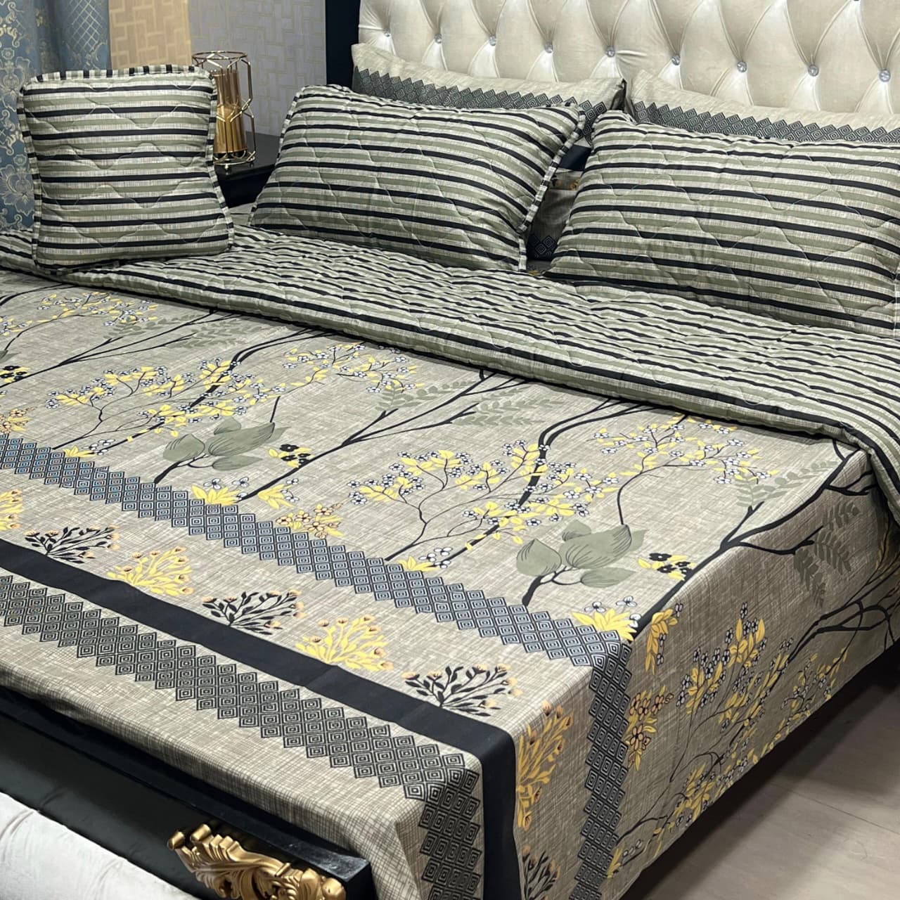 7-Piece Printed Comforter Set – King Size, Cotton Mix (Premium Quality)