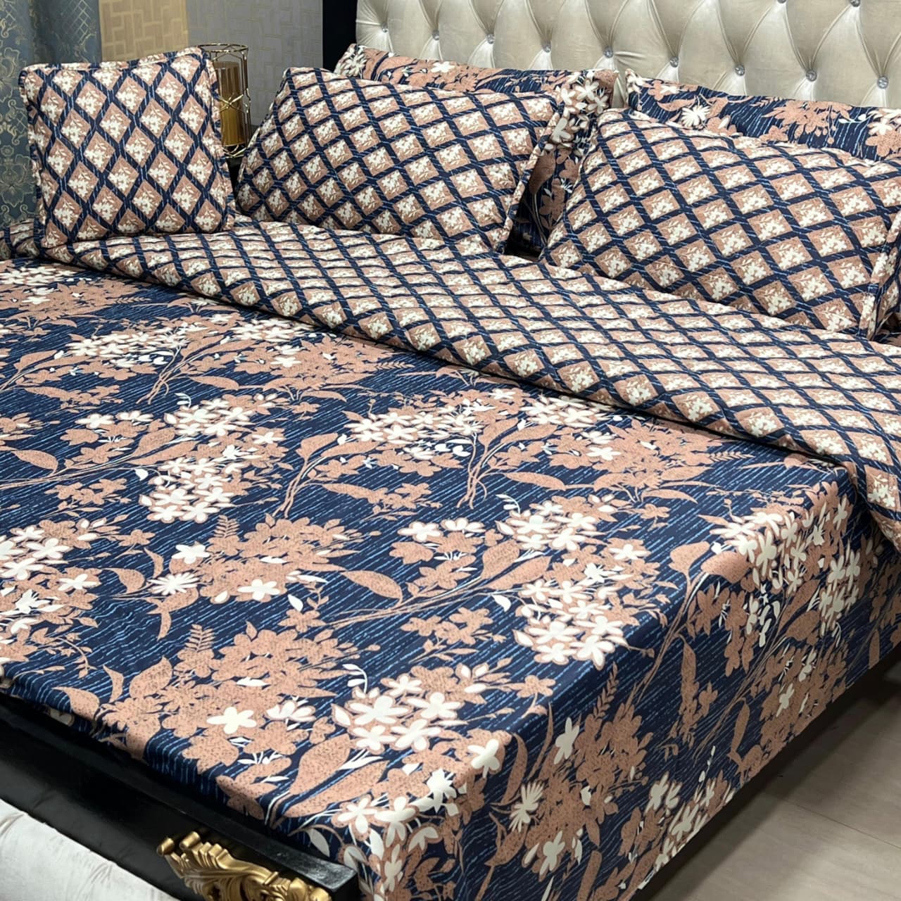 7-Piece Printed Comforter Set – King Size, Cotton Mix (Premium Quality)