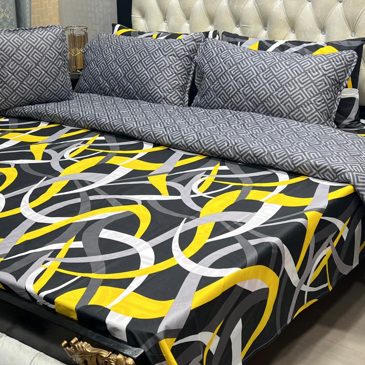 7-Piece Printed Comforter Set – King Size, Cotton Mix (Premium Quality)