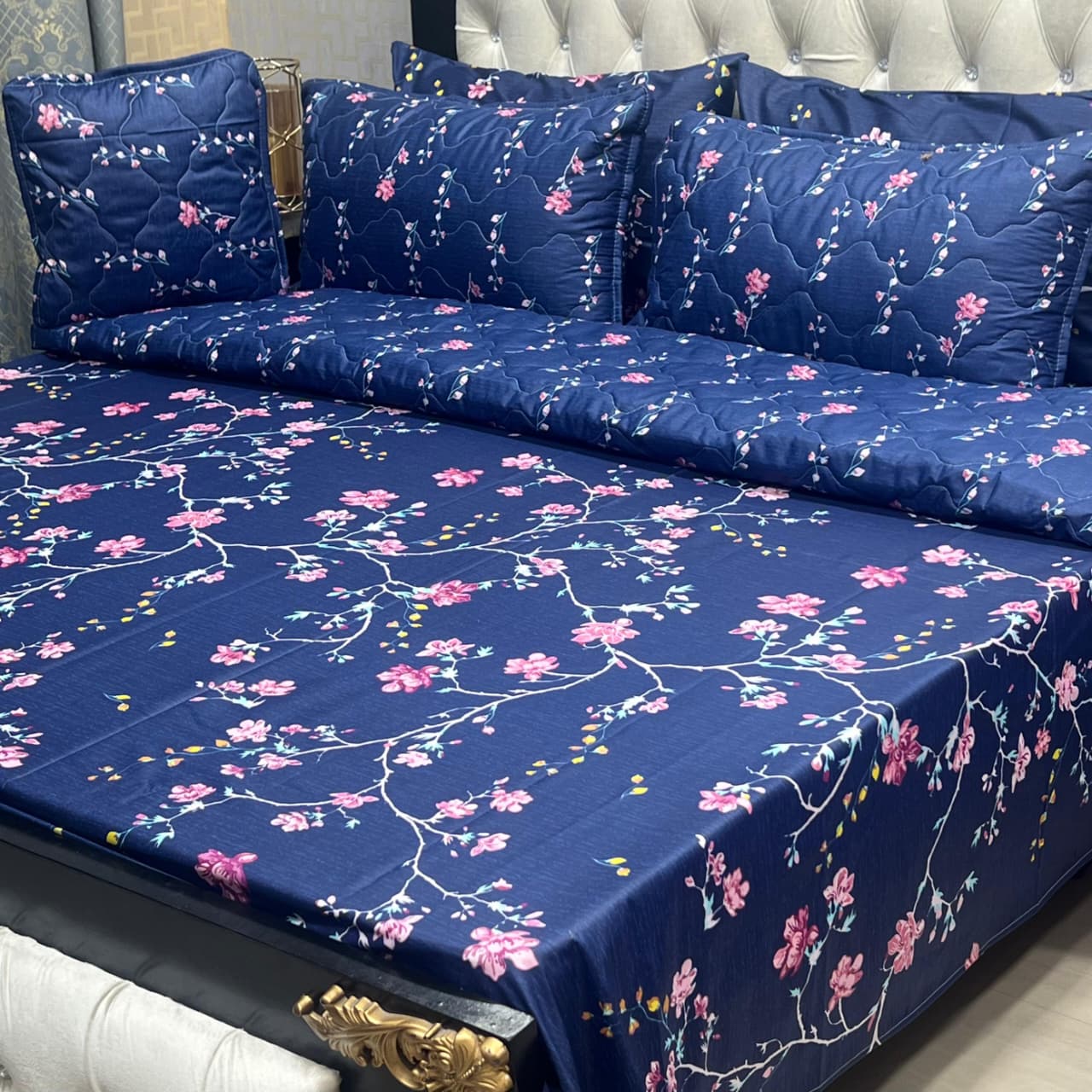 7-Piece Printed Comforter Set – King Size, Cotton Mix (Premium Quality)