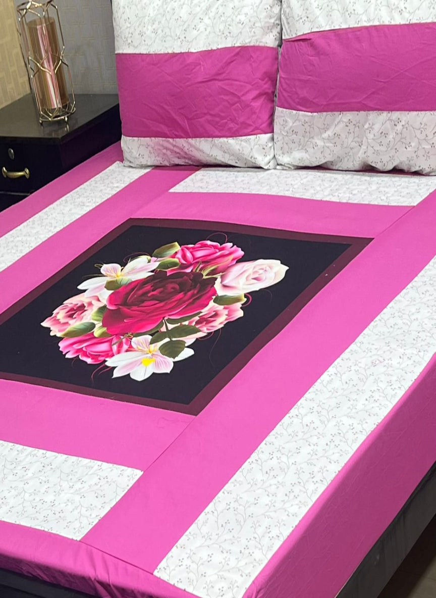 New Arrival – Digital Gold Panel 3-Piece Cotton Bedsheet Set (King Size)