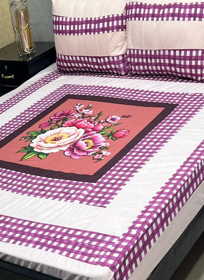 New Arrival – Digital Gold Panel 3-Piece Cotton Bedsheet Set (King Size)