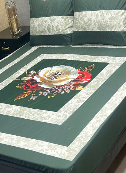 New Arrival – Digital Gold Panel 3-Piece Cotton Bedsheet Set (King Size)