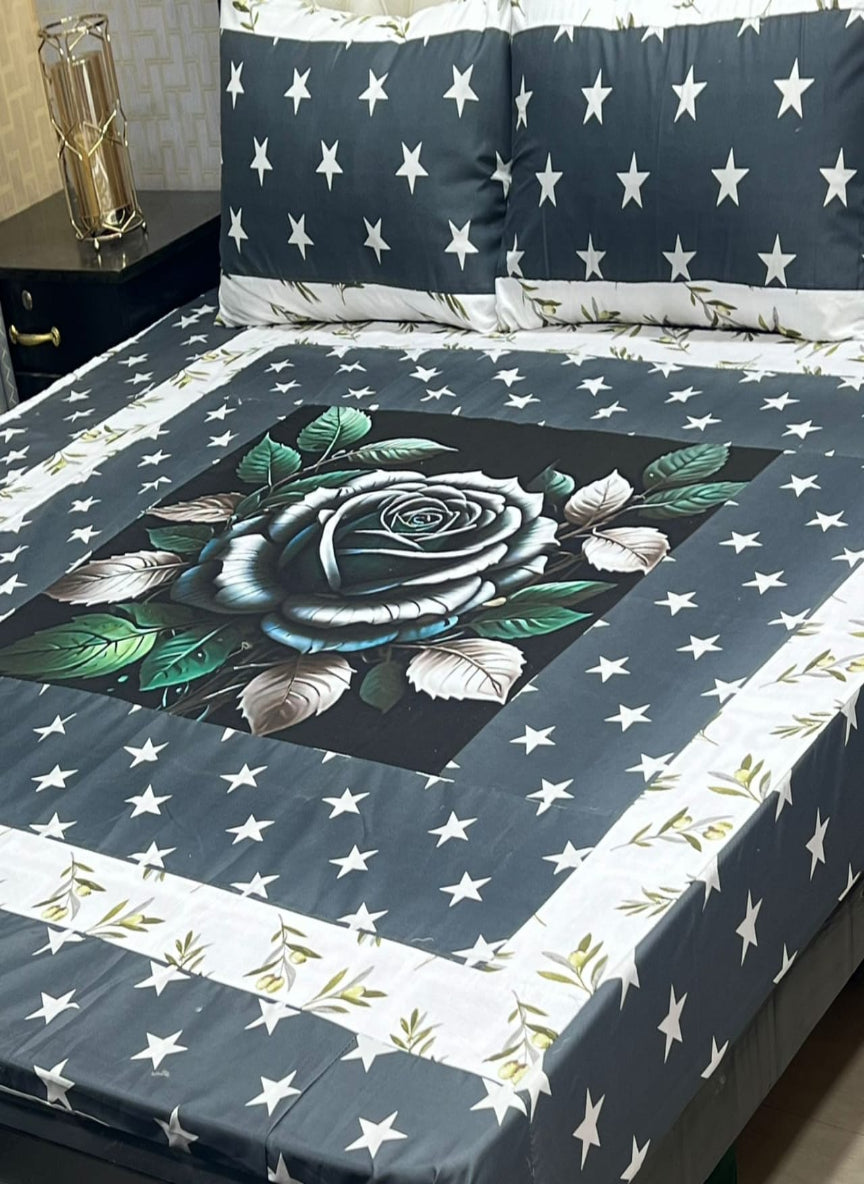 New Arrival – Digital Gold Panel 3-Piece Cotton Bedsheet Set (King Size)