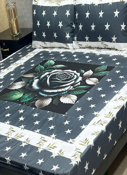 New Arrival – Digital Gold Panel 3-Piece Cotton Bedsheet Set (King Size)