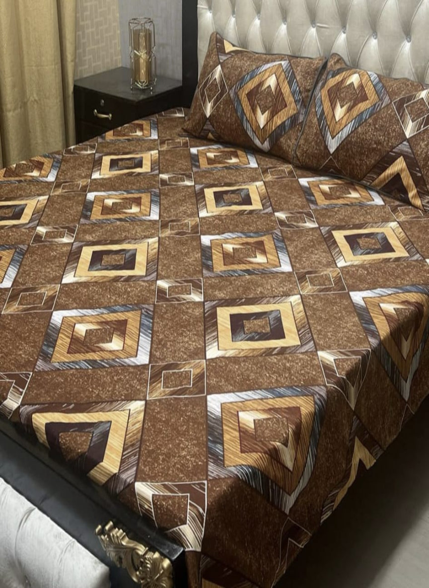 3D Crystal Cotton 3-Piece Bedsheet Set – Lifetime Color & Fabric Guarantee