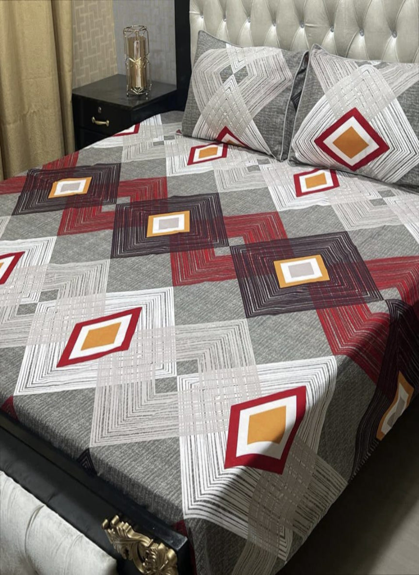 3D Crystal Cotton 3-Piece Bedsheet Set – Lifetime Color & Fabric Guarantee