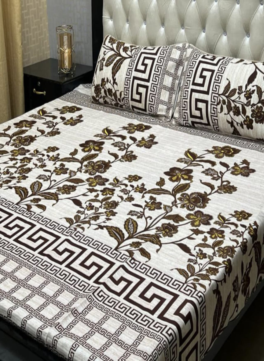 3D Crystal Cotton 3-Piece Bedsheet Set – Lifetime Color & Fabric Guarantee