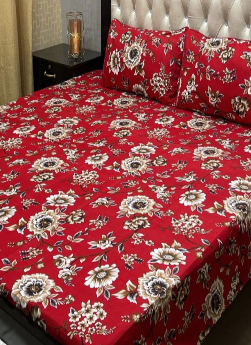 3D Crystal Cotton 3-Piece Bedsheet Set – Lifetime Color & Fabric Guarantee