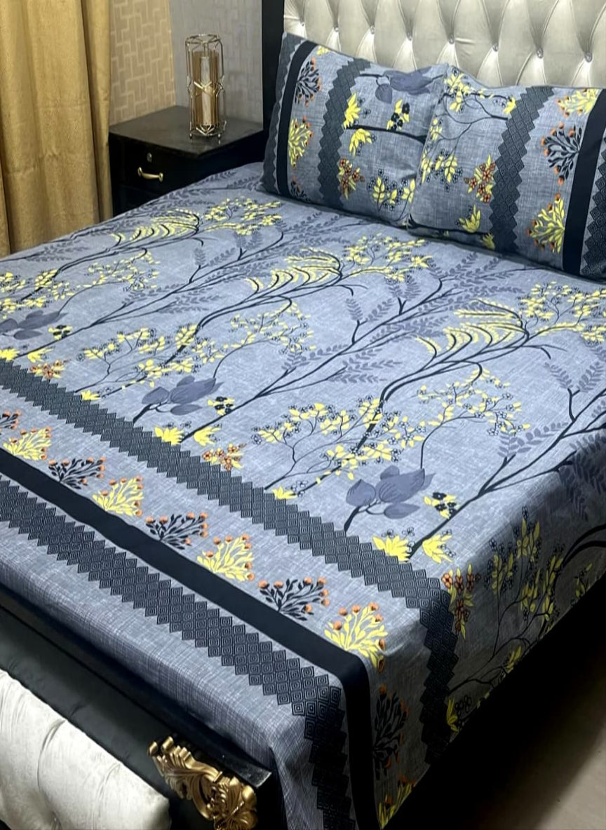 3D Crystal Cotton 3-Piece Bedsheet Set – Lifetime Color & Fabric Guarantee