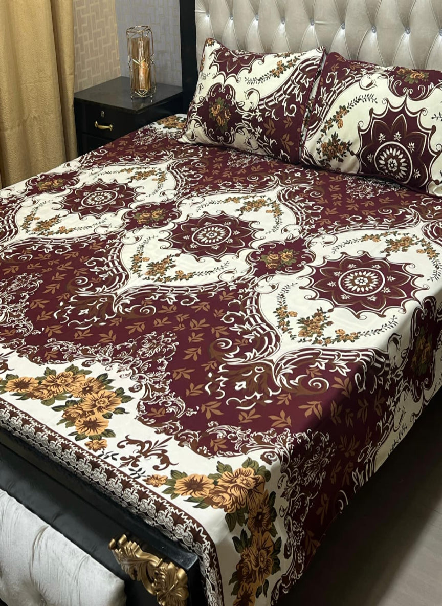 3D Crystal Cotton 3-Piece Bedsheet Set – Lifetime Color & Fabric Guarantee