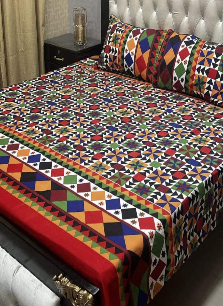3D Crystal Cotton 3-Piece Bedsheet Set – Lifetime Color & Fabric Guarantee