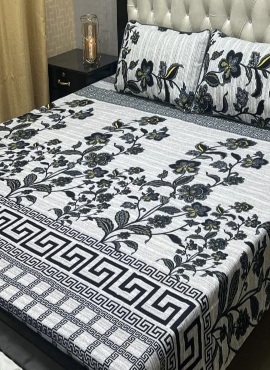 3D Crystal Cotton 3-Piece Bedsheet Set – Lifetime Color & Fabric Guarantee