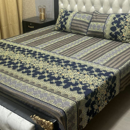 3D Crystal Cotton 3-Piece Bedsheet Set