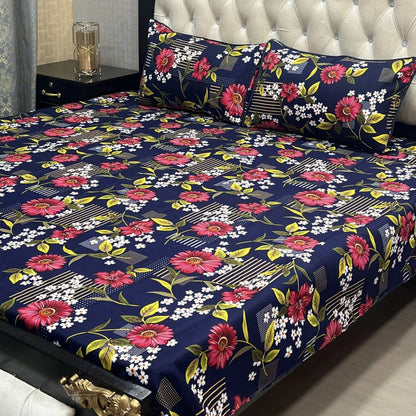 3D Crystal Cotton 3-Piece Bedsheet Set