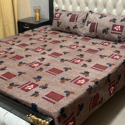 3D Crystal Cotton 3-Piece Bedsheet Set
