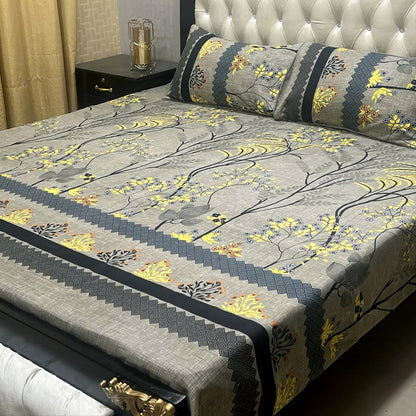 3D Crystal Cotton 3-Piece Bedsheet Set