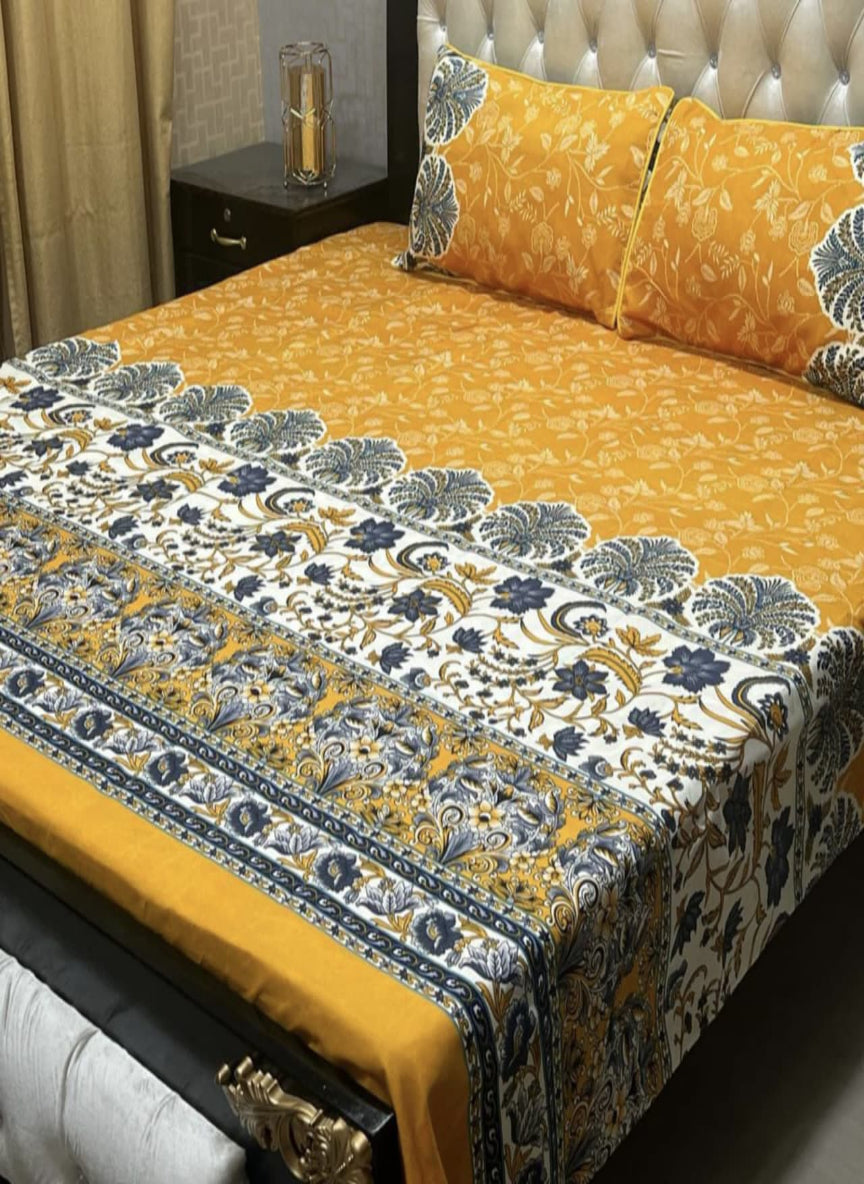 3D Crystal Cotton 3-Piece Bedsheet Set – Lifetime Color & Fabric Guarantee