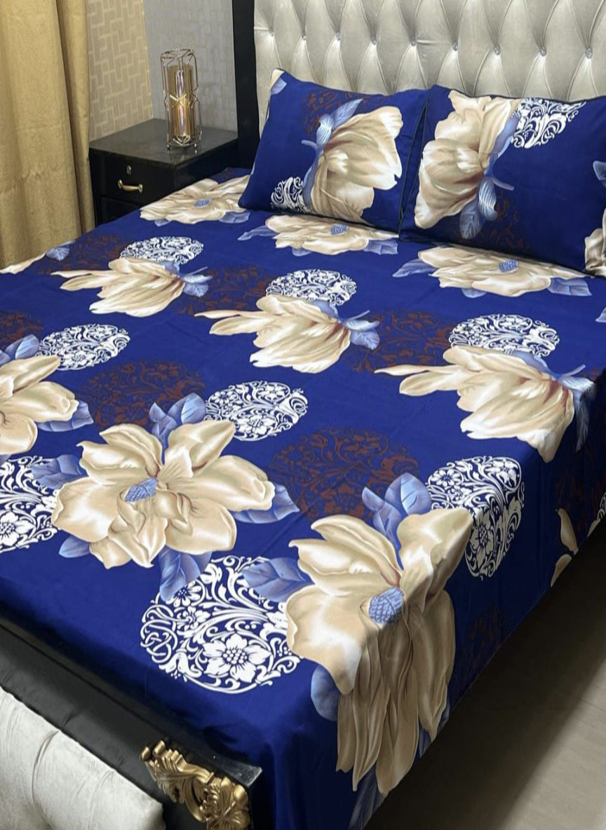 3D Crystal Cotton 3-Piece Bedsheet Set – Lifetime Color & Fabric Guarantee