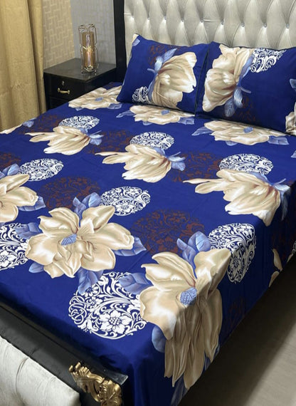 3D Crystal Cotton 3-Piece Bedsheet Set – Lifetime Color & Fabric Guarantee
