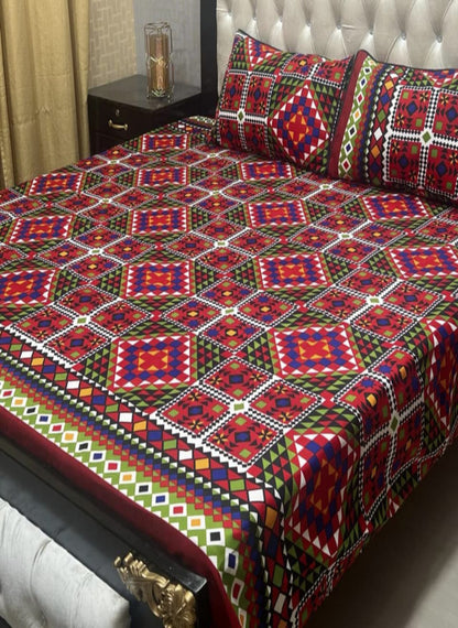 3D Crystal Cotton 3-Piece Bedsheet Set – Lifetime Color & Fabric Guarantee
