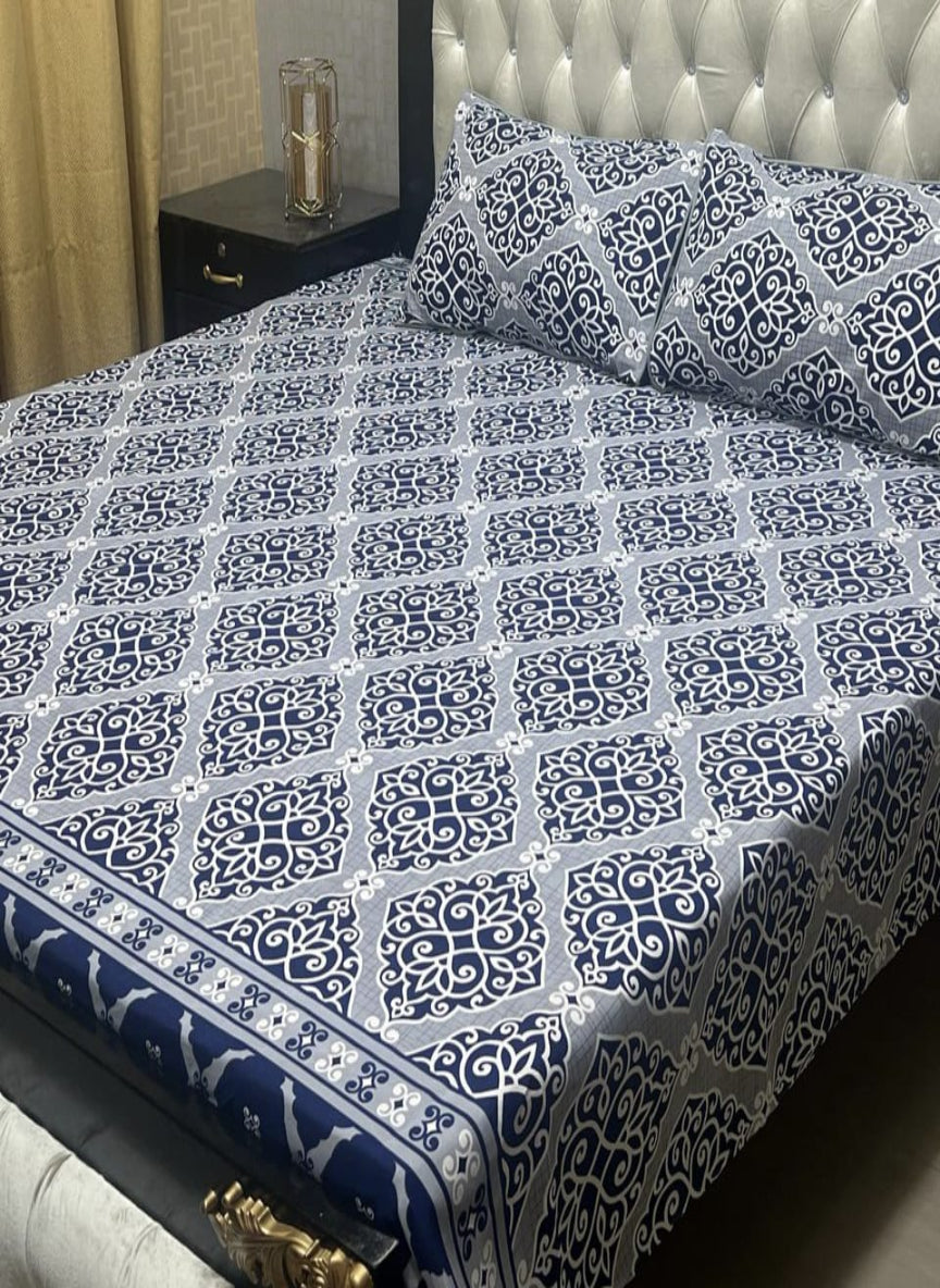 3D Crystal Cotton 3-Piece Bedsheet Set – Lifetime Color & Fabric Guarantee