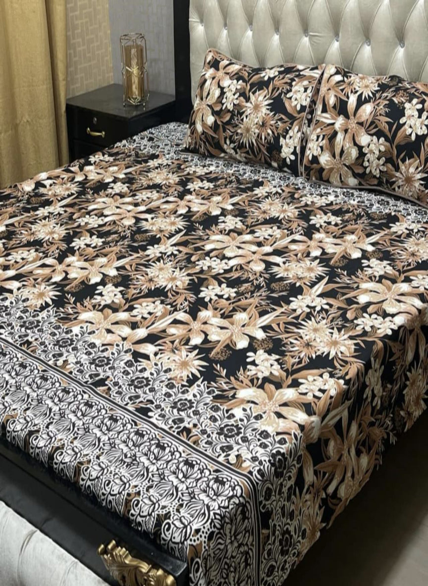 3D Crystal Cotton 3-Piece Bedsheet Set – Lifetime Color & Fabric Guarantee