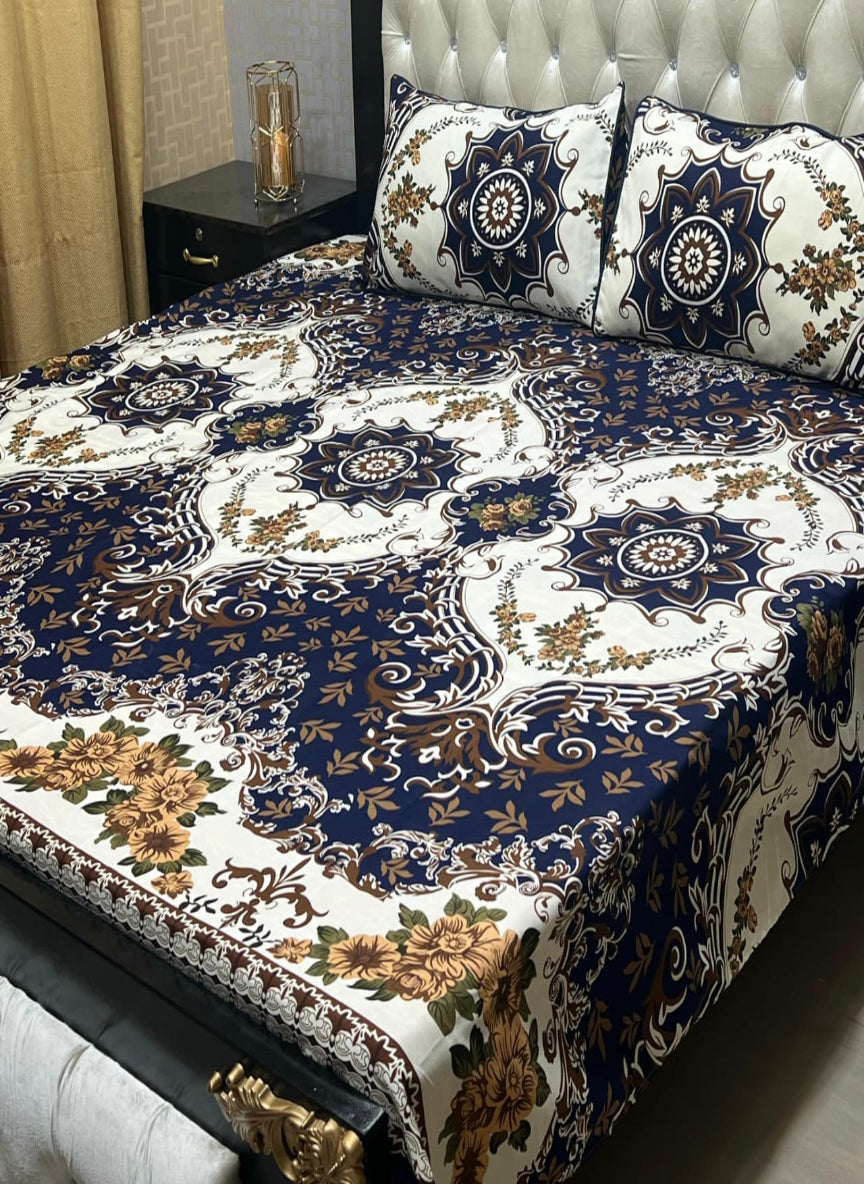 3D Crystal Cotton 3-Piece Bedsheet Set – Lifetime Color & Fabric Guarantee