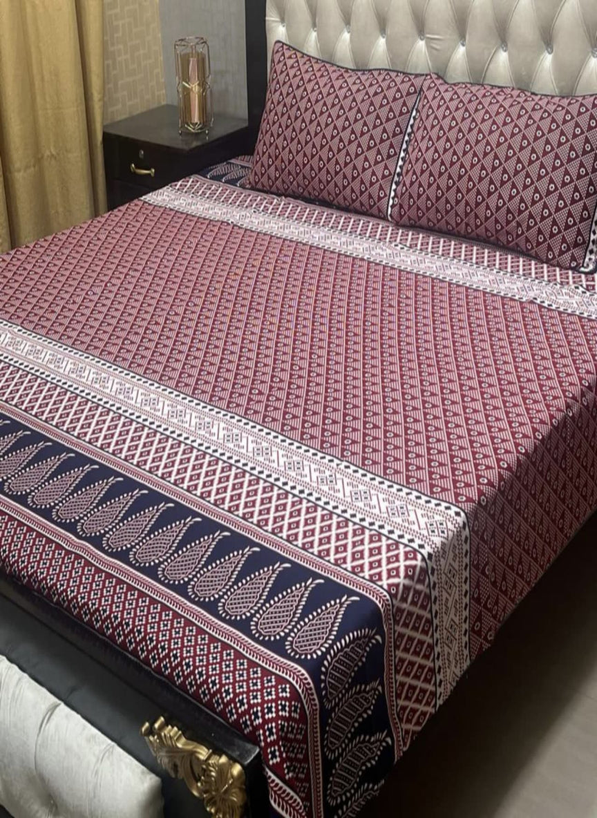 3D Crystal Cotton 3-Piece Bedsheet Set – Lifetime Color & Fabric Guarantee