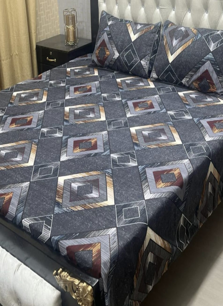 3D Crystal Cotton 3-Piece Bedsheet Set – Lifetime Color & Fabric Guarantee