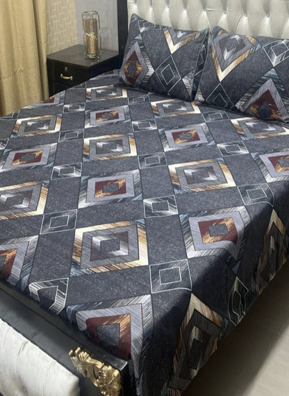 3D Crystal Cotton 3-Piece Bedsheet Set – Lifetime Color & Fabric Guarantee