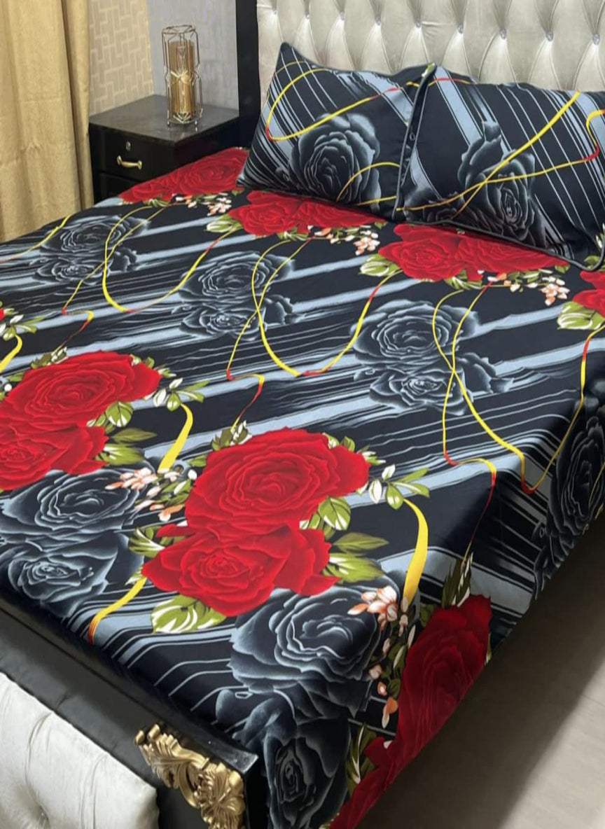 3D Crystal Cotton 3-Piece Bedsheet Set – Lifetime Color & Fabric Guarantee