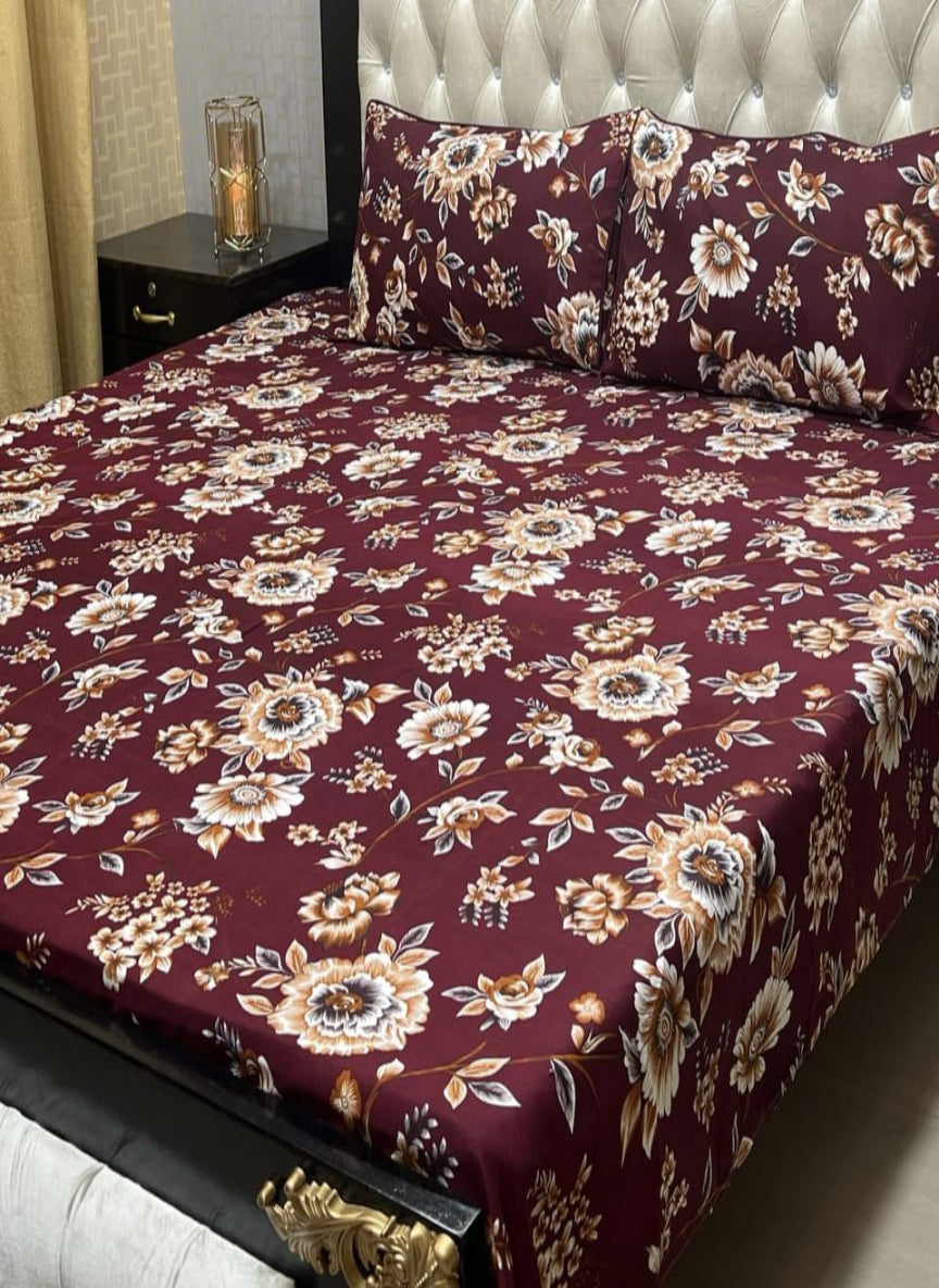 3D Crystal Cotton 3-Piece Bedsheet Set – Lifetime Color & Fabric Guarantee