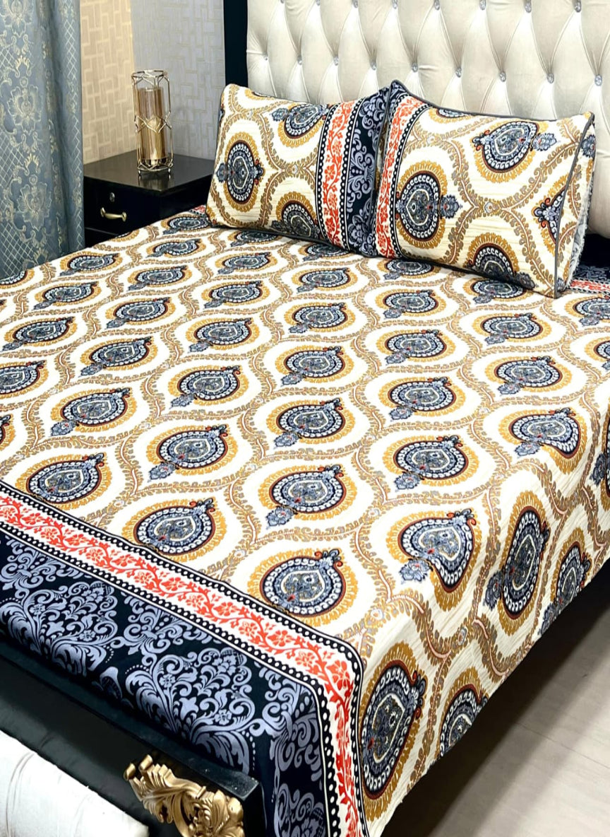 3D Crystal Cotton 3-Piece Bedsheet Set – Lifetime Color & Fabric Guarantee