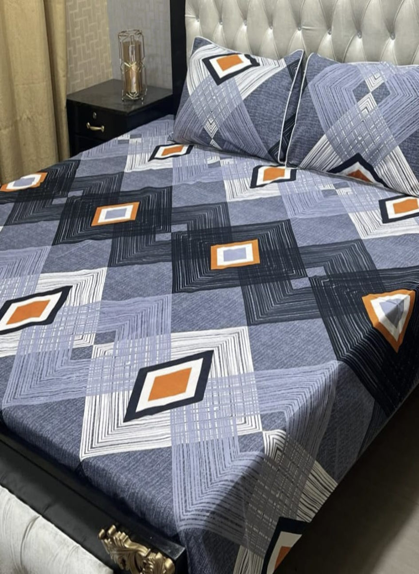 3D Crystal Cotton 3-Piece Bedsheet Set – Lifetime Color & Fabric Guarantee