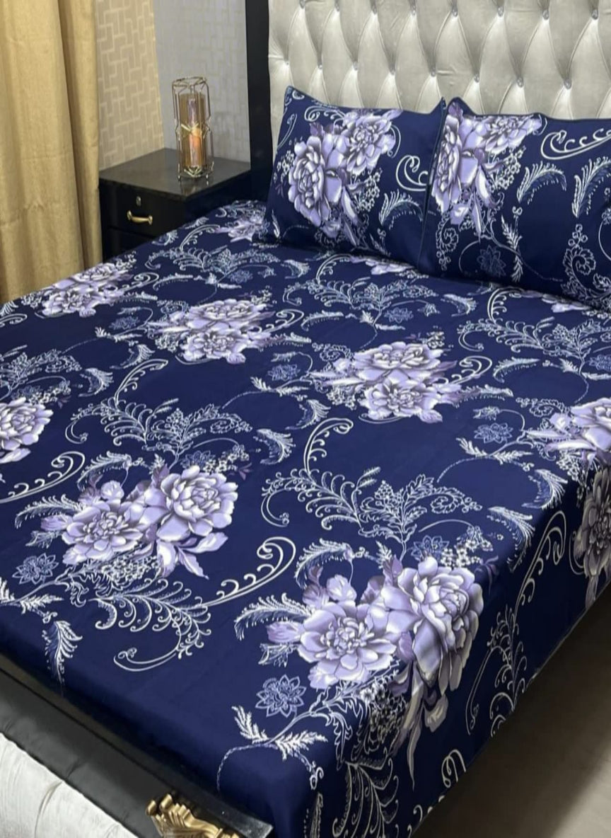 3D Crystal Cotton 3-Piece Bedsheet Set – Lifetime Color & Fabric Guarantee
