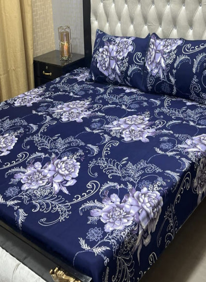 3D Crystal Cotton 3-Piece Bedsheet Set – Lifetime Color & Fabric Guarantee