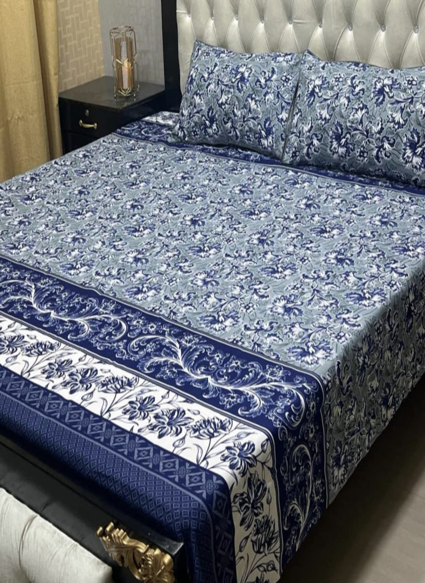3D Crystal Cotton 3-Piece Bedsheet Set – Lifetime Color & Fabric Guarantee